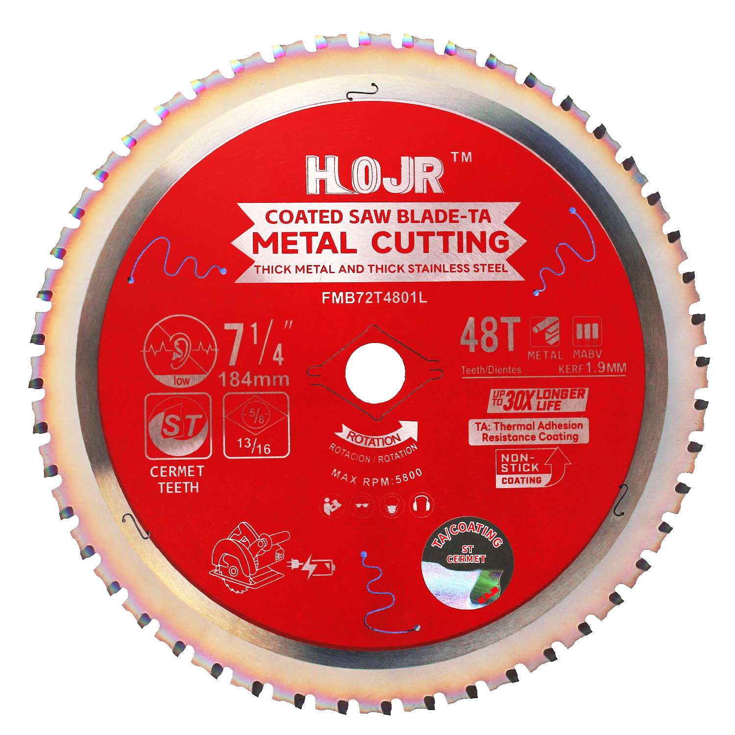 HOJR 7-1/4 Inch 48-Tooth 5/8